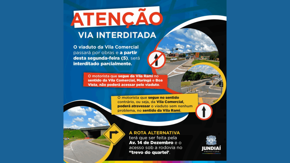 Viaduto da Vila Comercial em Jundiaí será parcialmente interditado