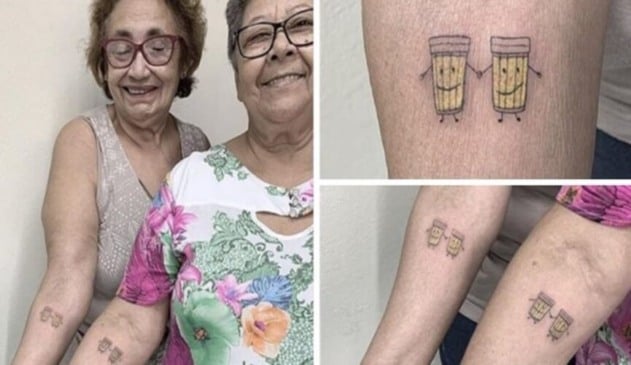 Idosas fazem tatuagem