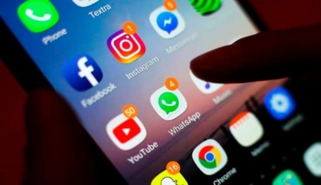 Ícones dos aplicativos do Instagram, Facebook e Snapchat