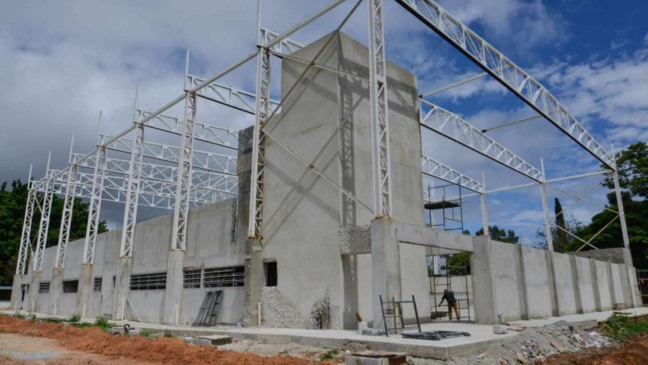Centro de Excelência do Basquete recebe instalação estrutura para a cobertura (Foto: Prefeitura de Jundiaí)