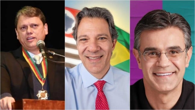 Tarcísio de Freitas, Fernando Haddad e Rodrigo Garcia
