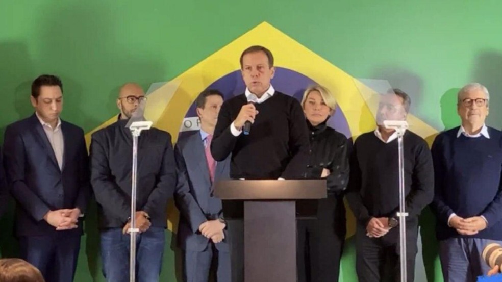 João Doria durante pronunciamento nesta segunda-feira (23) (Foto: Reprodução / Facebook João Doria)
