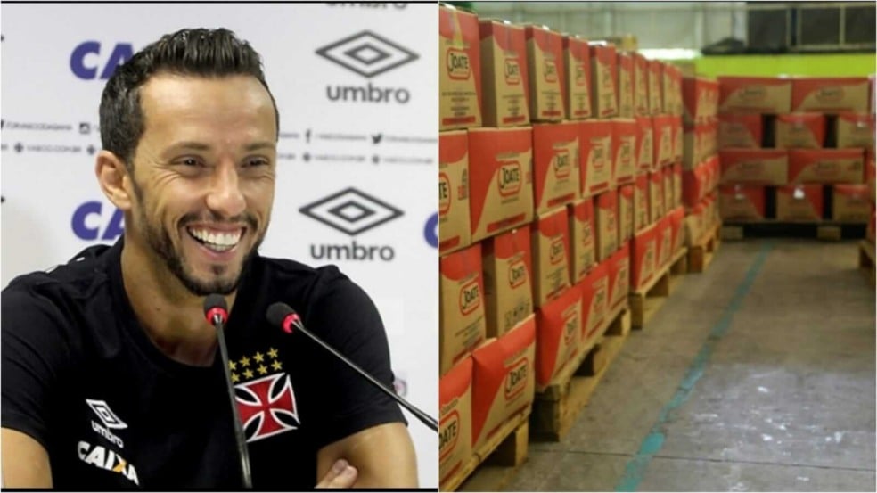 Jogador Nenê e Caixas de Cestas Básicas Jogador Nenê e Caixas de Cestas Básicas