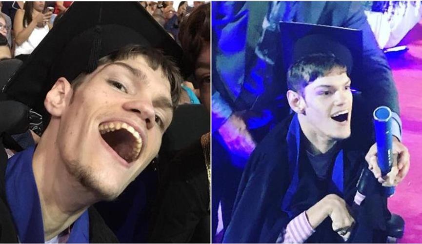 Juliano foi ovacionado por colegas e aplaudido por todos durante colação de grau. (Foto: Reprodução)