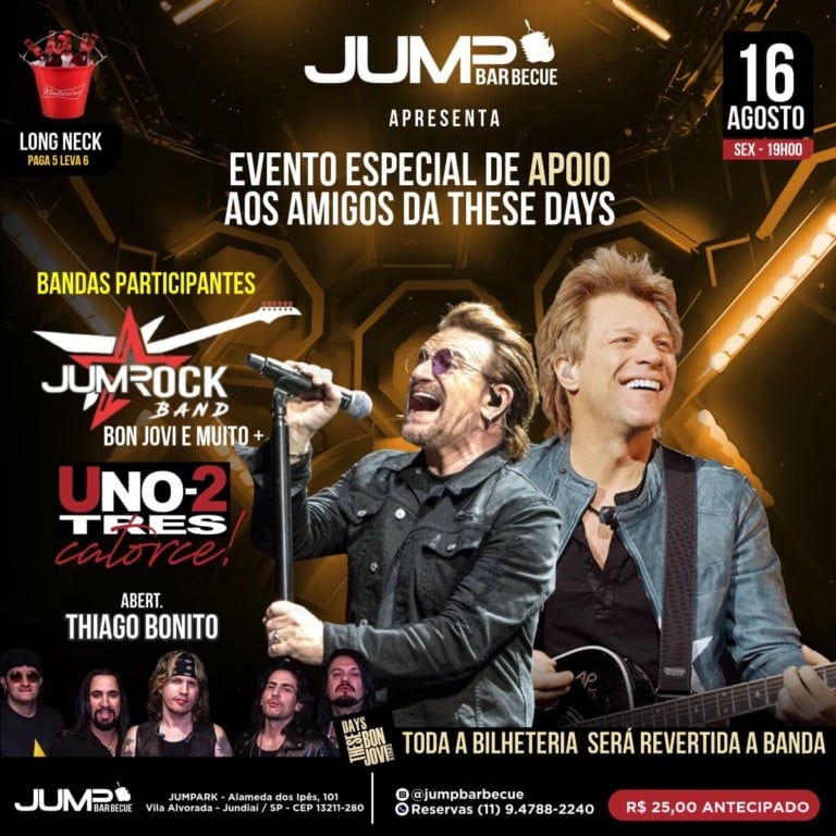 Jumpbarbecue promove evento para ajudar a Banda These Days nesta sexta-feira