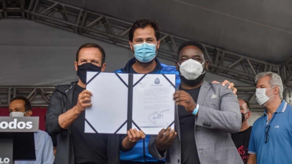 João Doria, Luiz Fernando Machado e representante da gestão de Jundiaí