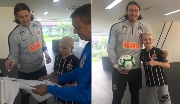 Jundiaiense realiza sonho de conhecer goleiro do Corinthians