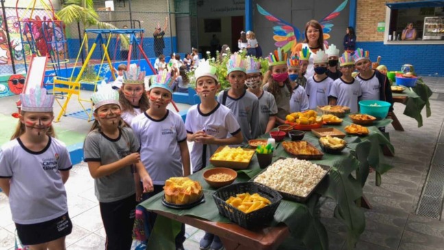 Alunos do Colégio Elíseos de Jundiaí no Dia do Índio