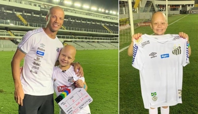 Larissa, de Jundiaí, virou ‘mascote’ do Santos em jogo na Vila Belmiro