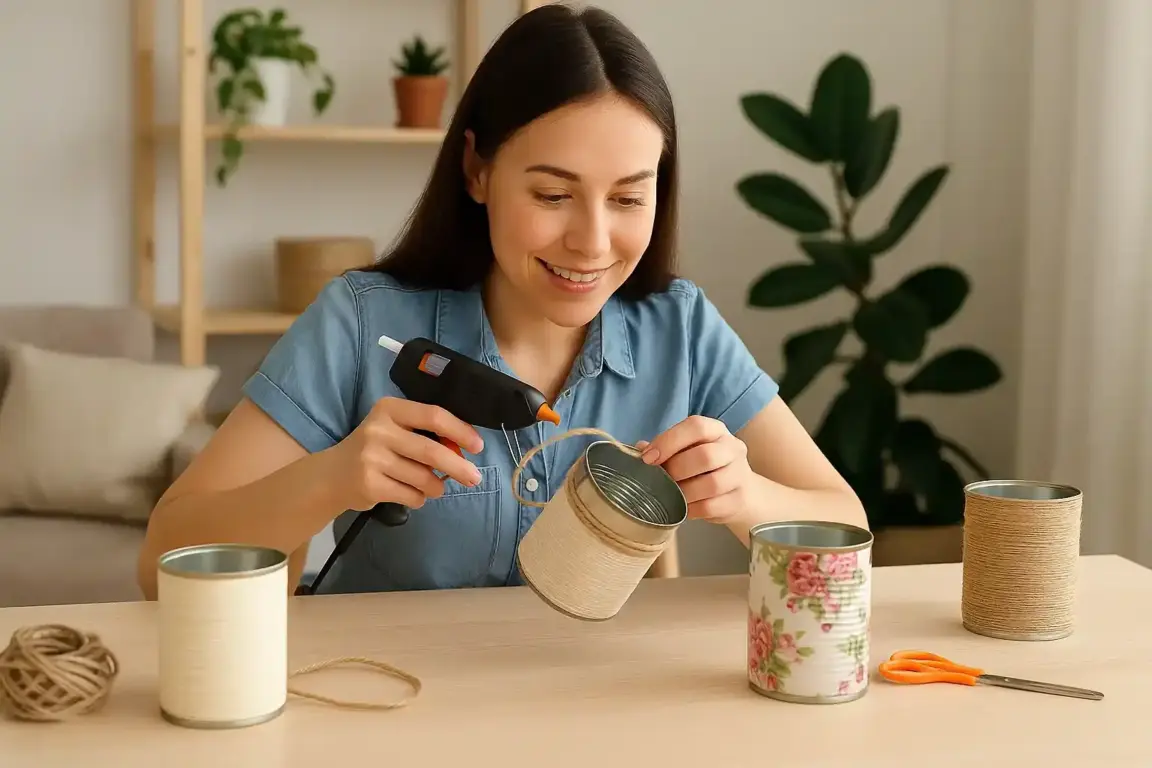 Latas vazias viram objetos decorativos com estilo
