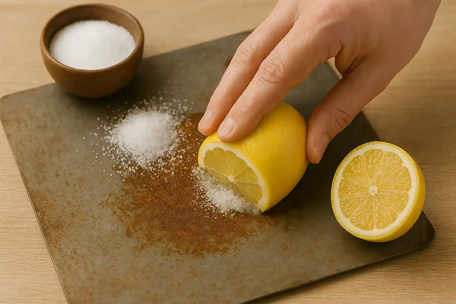 Limão e sal solução fácil contra manchas de ferrugem