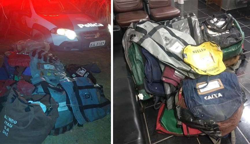 Malotes de bancos são encontrados dentro de canavial em Jarinu