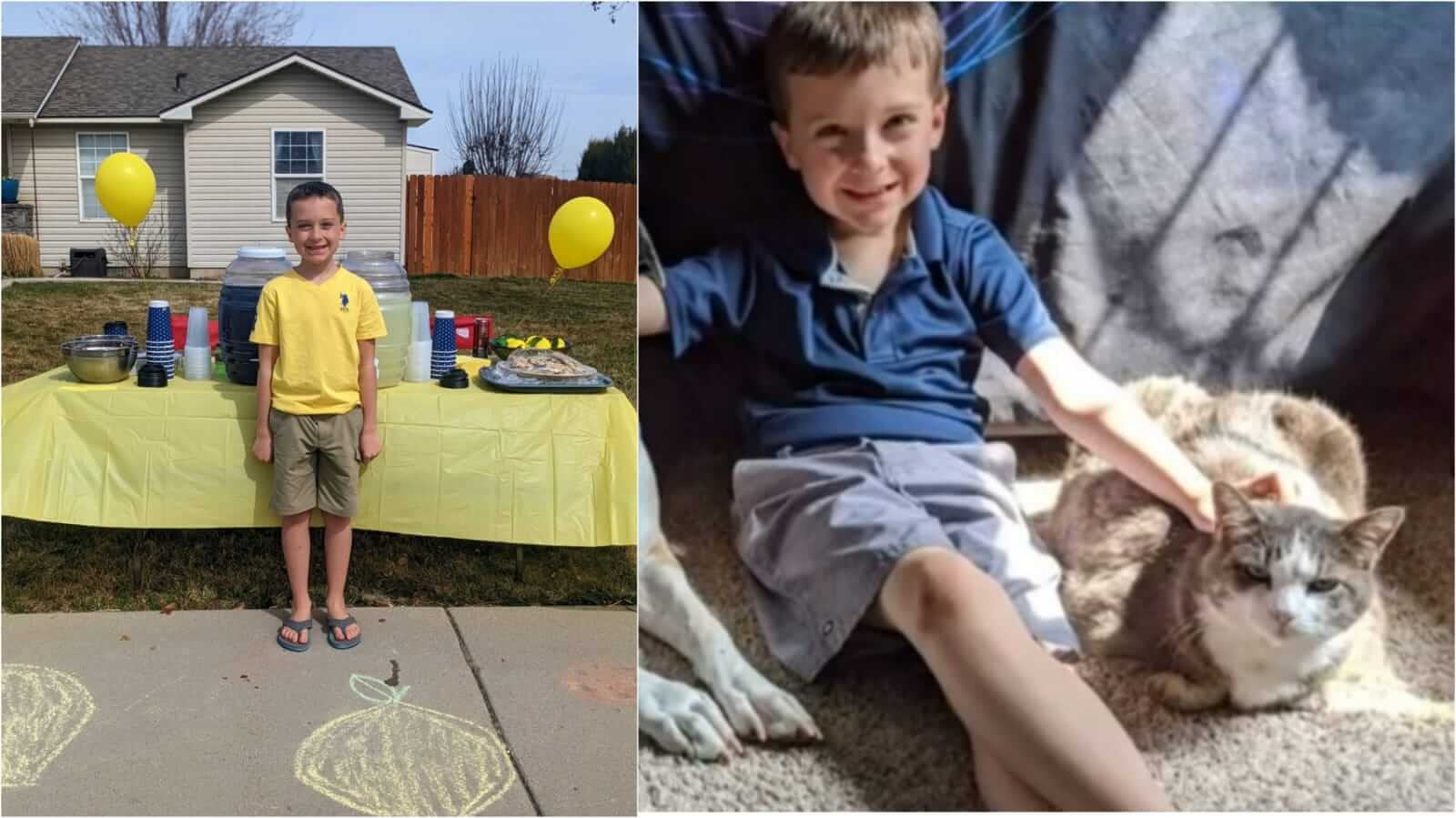 Menino com banquinha de limonada