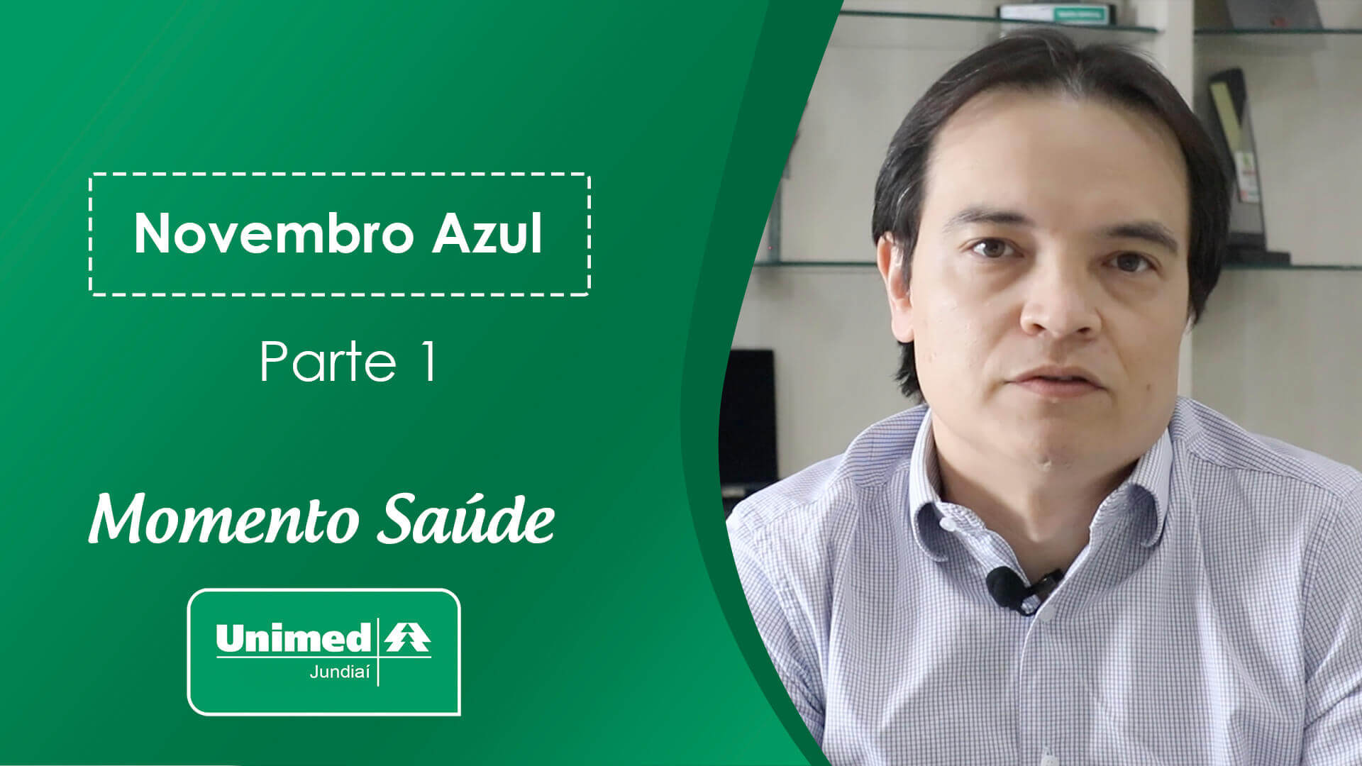 Thumb de vídeo da Unimed com médico em fundo verde
