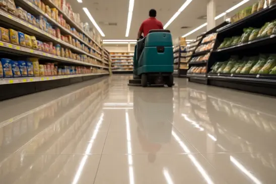 O segredo dos supermercados para deixar o chão brilhando o dia todo