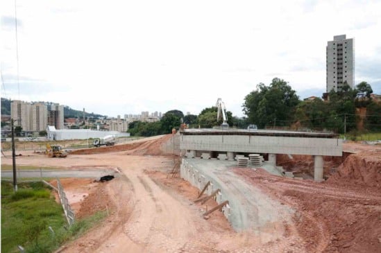 Obras do Complexo Viário Samuel Martins. Foto: Prefeitura de Jundiaí