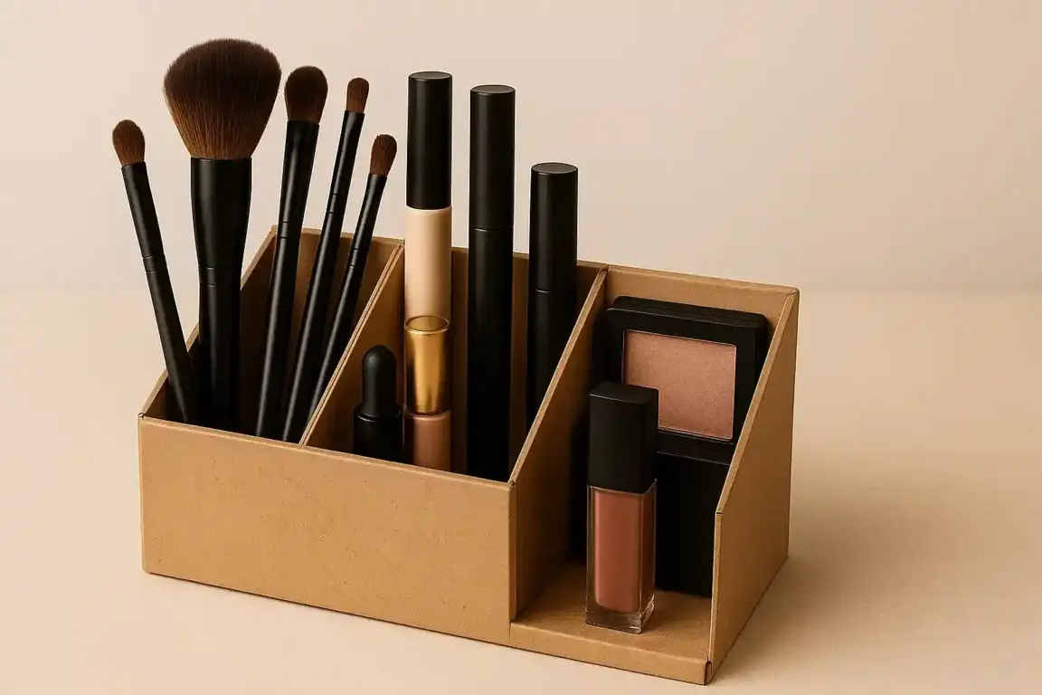 Organizador de maquiagem com material reciclável. Organizador de maquiagem com material reciclável.