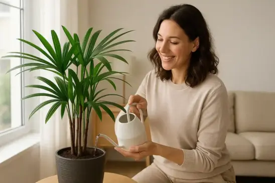 Palmeira-ráfia amolecida sinais de excesso de umidade