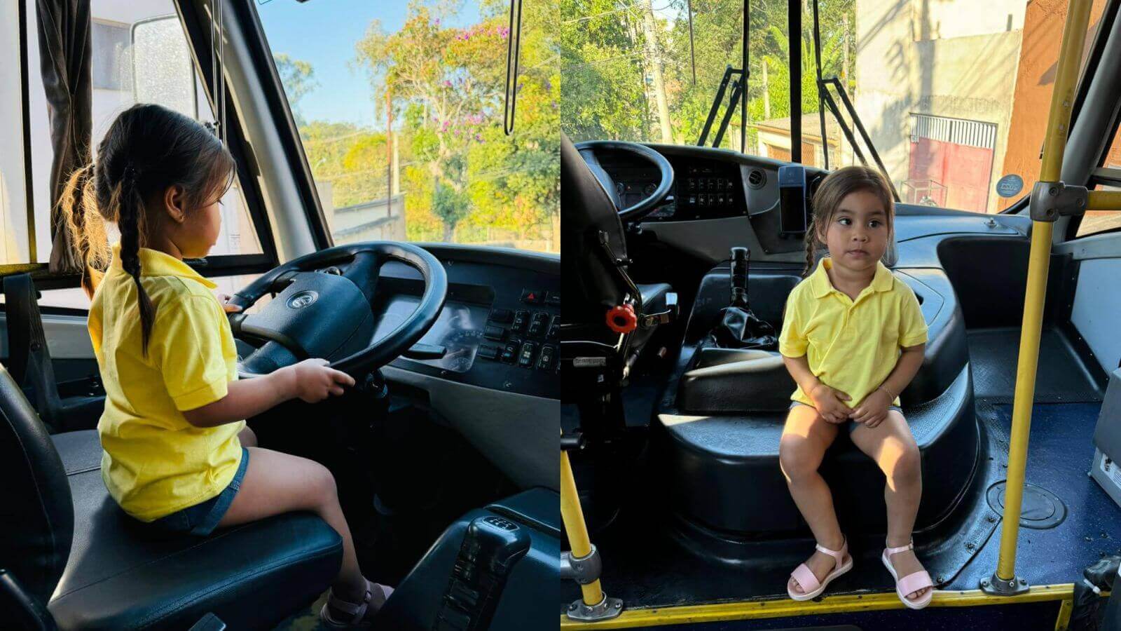 Menina dentro de ônibus de Jundiaí