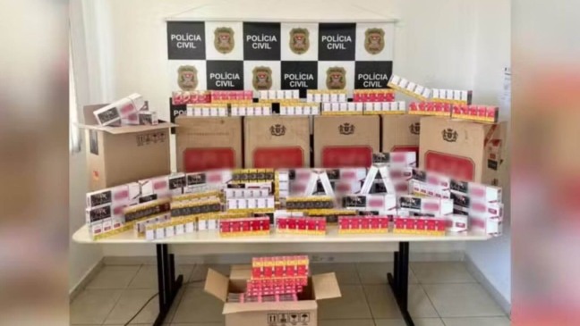 Maços de cigarros contrabandeados apreendidos pela Polícia de Jundiaí