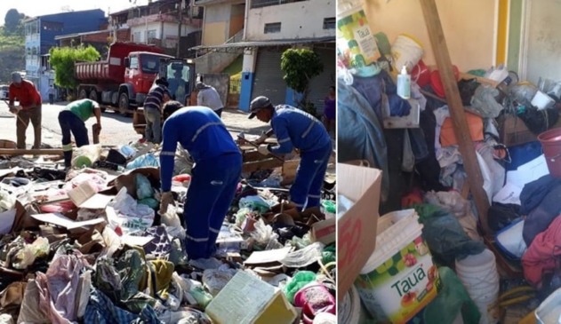 População retira lixo da casa de ‘acumulador’ em Várzea Paulista População retira lixo da casa de ‘acumulador’ em Várzea Paulista