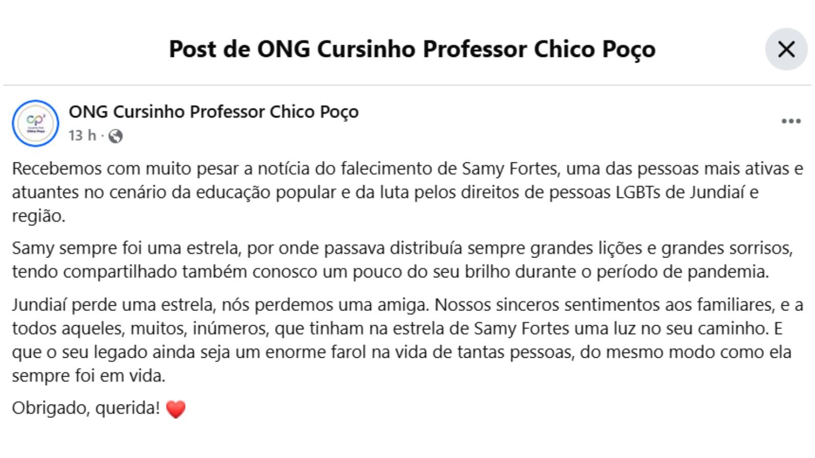 Postagem Facebook para Sammy