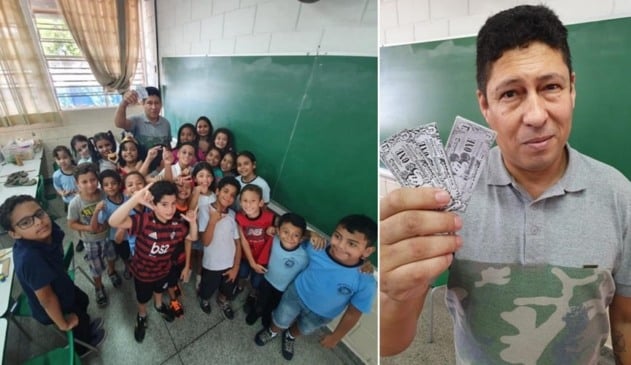 Professor de Cabreúva cria ‘dinheiro’ de troca para incentivar alunos