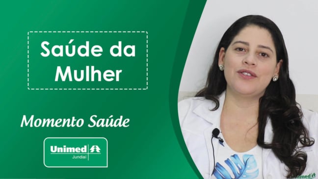 Thumb de vídeo da Unimed com médica em fundo verde