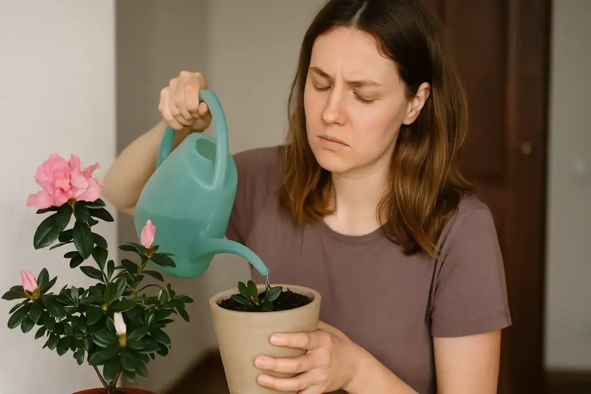 Regar a azaleia à noite pode abortar os botões antes de abrirem