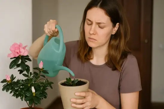 Regar a azaleia à noite pode abortar os botões antes de abrirem