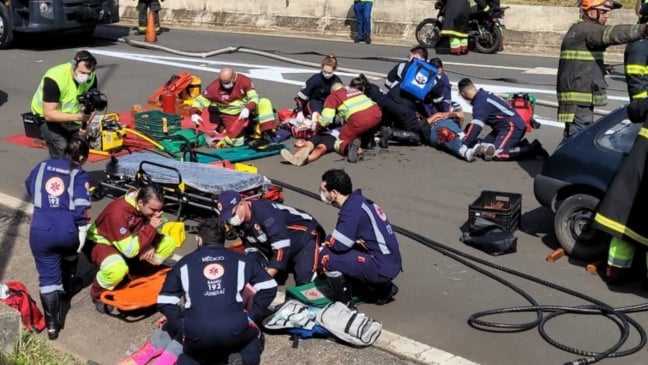 Simulado de acidente com SAMU de Jundiaí na Bandeirantes