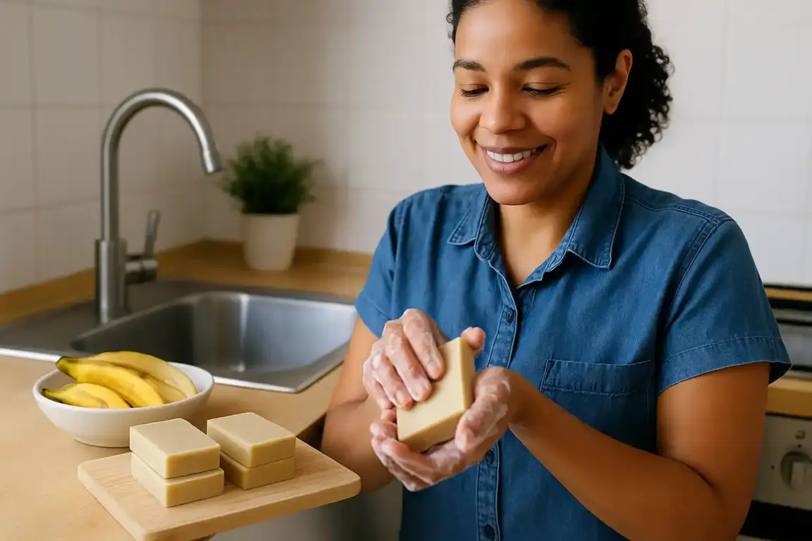 Sabão caseiro de casca de banana limpa e não resseca as mãos