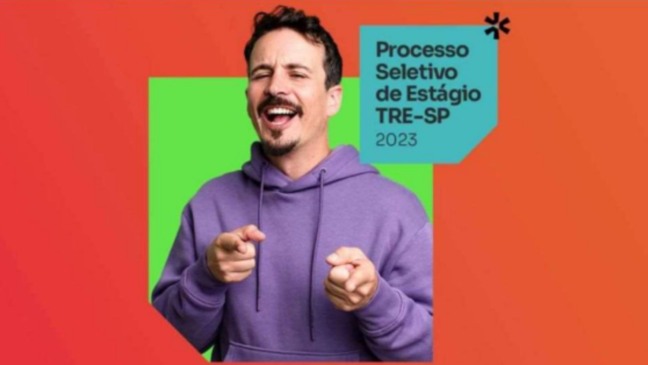 Arte de divulgação de programa de estágio do TRE-SP