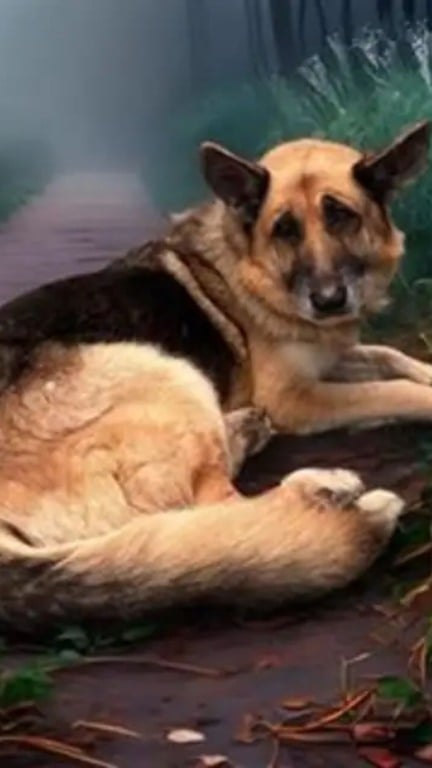 Cachorro abandonado com focinho amarrado no meio do nada