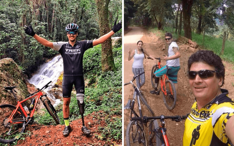 Pai foi o grande mentor do esporte na vida de Lucas. Três dias depois de colocar a prótese, ele colocou o capacete e partiu para as estradas de terra.  (Foto: Lucas Dafre Pupo/Arquivo pessoal)
