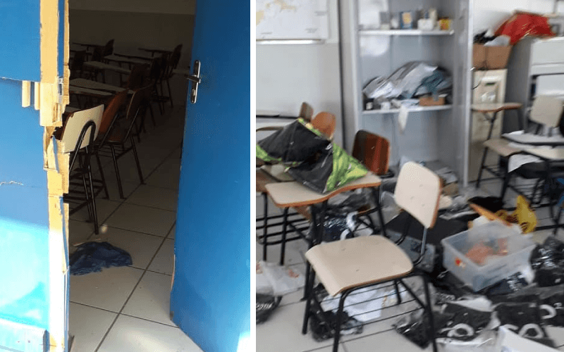 No mês passado, o prédio do cursinho foi invadido por vândalos. (Foto: Reprodução/Facebook)