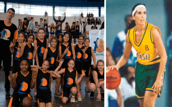 Magic Paula palestra para alunos, pais e comunidade sobre esporte e carreira. (Foto: Arquivo pessoal Zélia Gonçalves / Reprodução CBB)