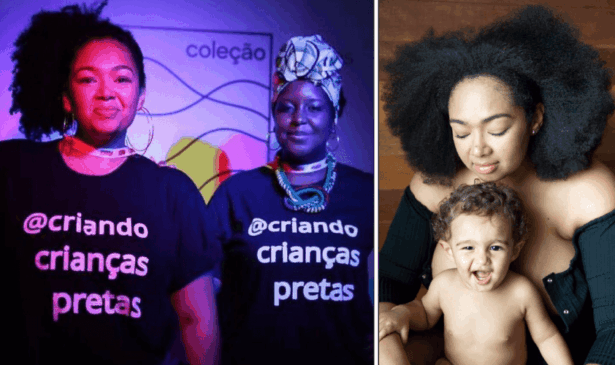 Da esquerda para direita, Deh Bastos, Paula Batista e Deh Bastos com o filho José.