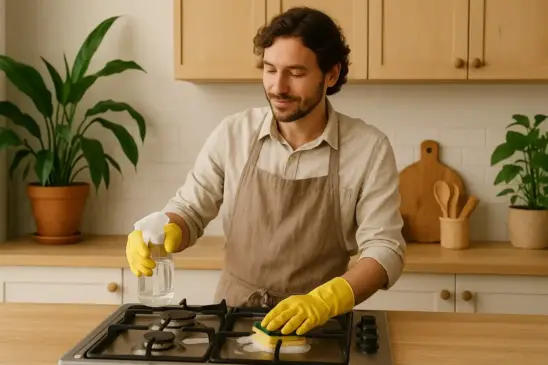 Usar vinagre na limpeza do fogão ajuda a evitar manchas