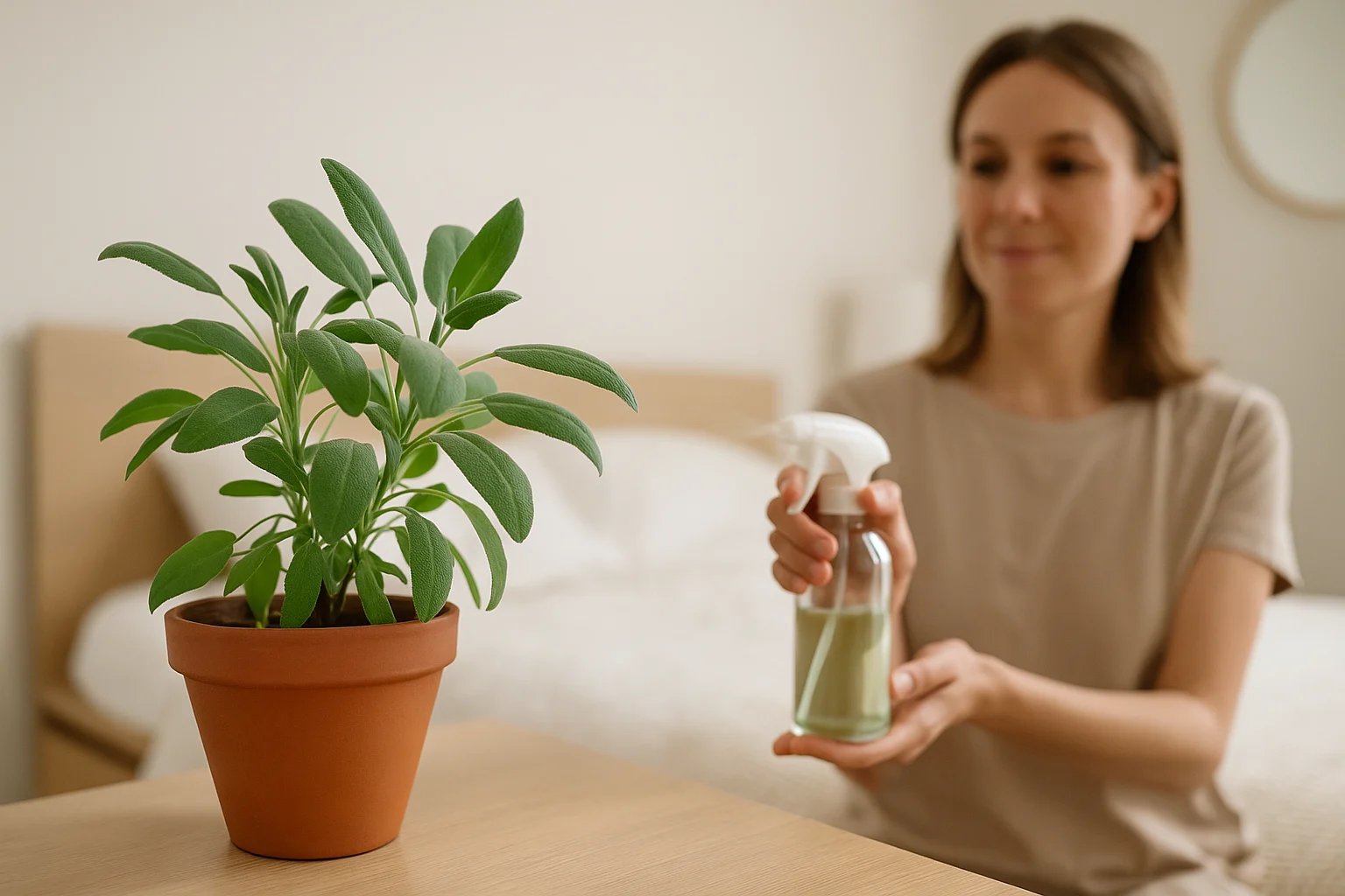 Use sálvia para fazer um spray natural contra insetos no quarto