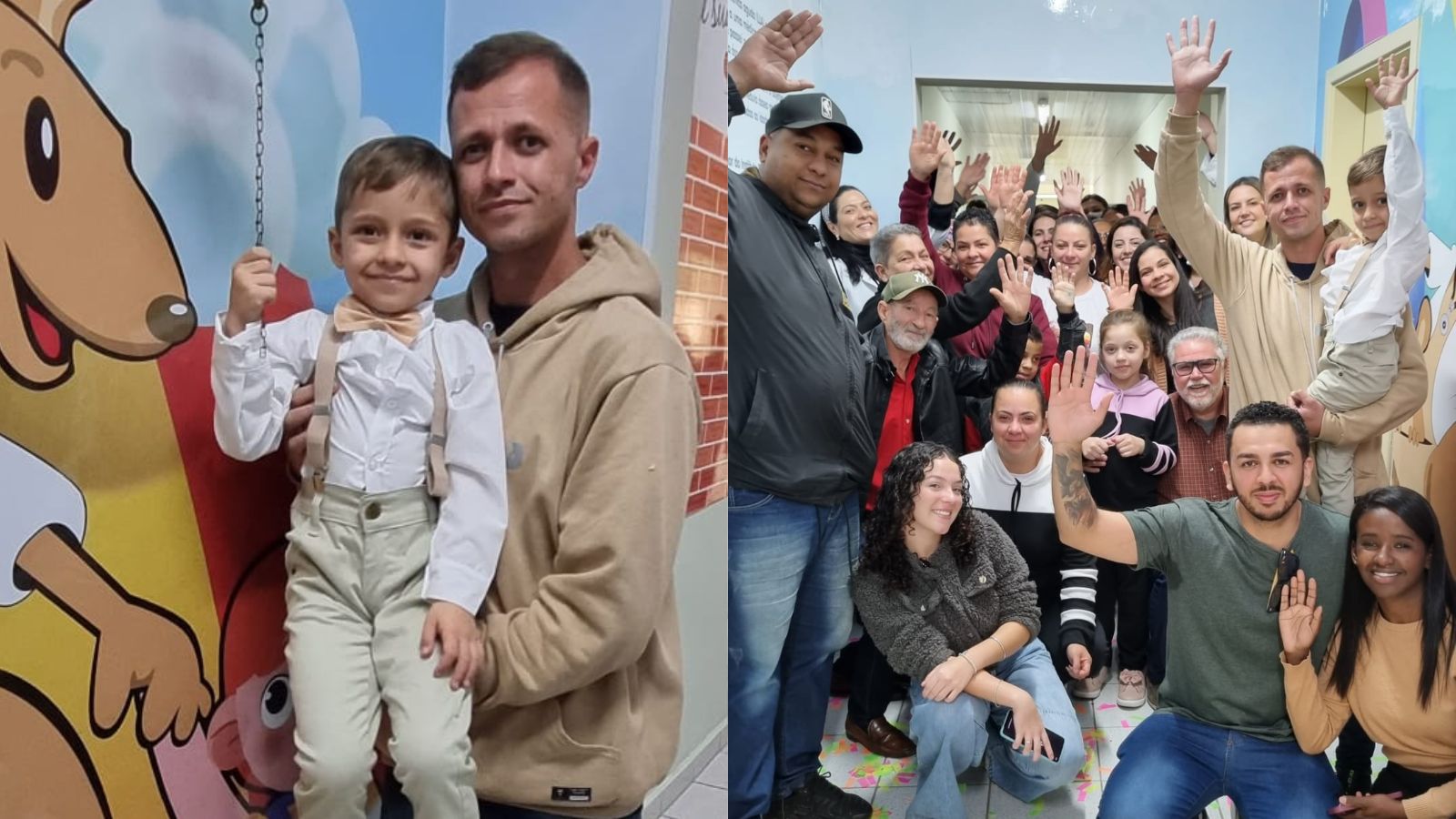 Oliver, de 5 anos, toca o sino no Grendacc em Jundiaí