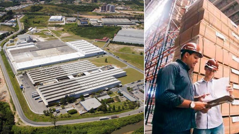 Foto aérea da empresa e do setor logístico