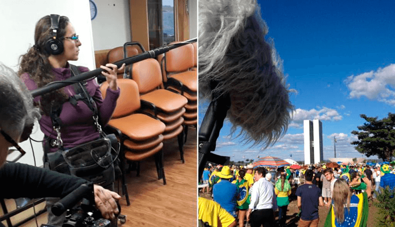 Ela também esteve no lado de fora da Câmara, cobrindo as manifestações. (Foto: Arquivo pessoal)