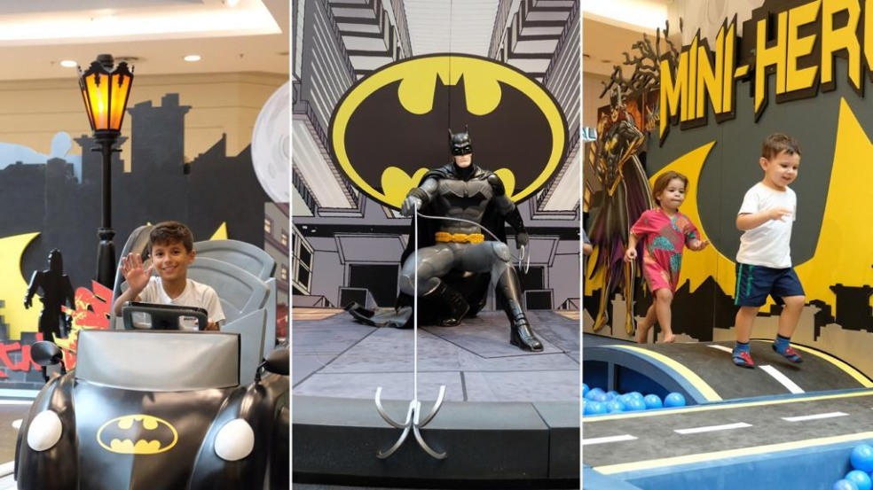 crianças em parque temático do Batman