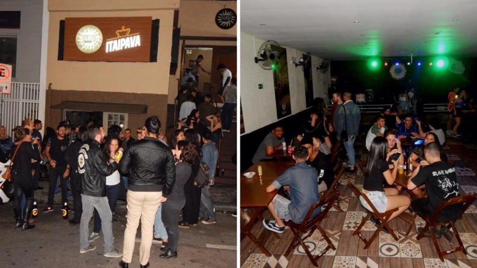 Fachada do Aldeia com fila na entrada