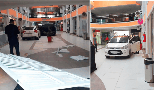 Carro dentro do Shopping de Itatiba