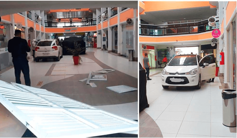 Carro dentro do Shopping de Itatiba