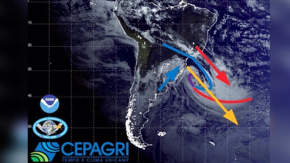 Mapa do Brasil com direções do vento