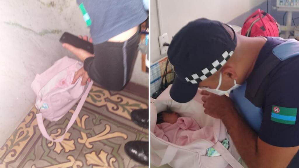 Bebê encontrado na igreja da Vila Arens. (Foto: Divulgação/GMJ)