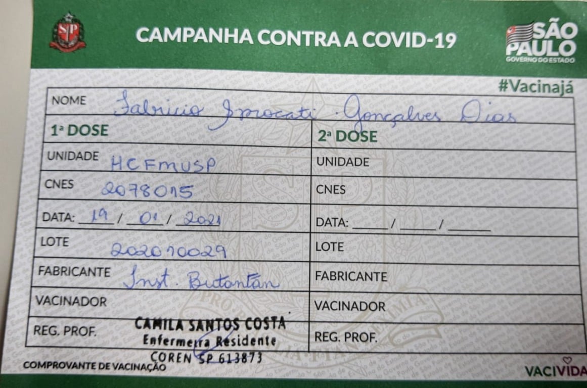 Comprovante de vacinação contra Covid-19 